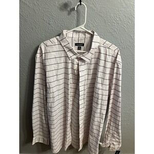 Club Room Shirt Mens Size 3XL Pink Blue Striped Button Up Long Sleeve